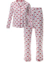 Chelsea Peers - Wavy Stripe Heart Print Long Pyjama Set - Lyst