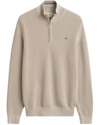 GANT - Micro Textured Half Zip Jumper - Lyst
