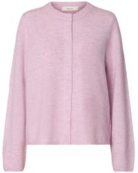 SELECTED - Lulu Knit Cardigan Lilac - Lyst