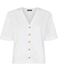 Whistles - Ella V Neck Button Through Tee - Lyst