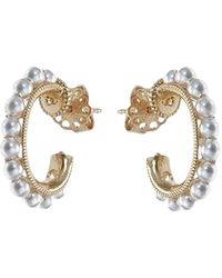 SORU - Women's Pearl Mini Mondello Hoop Earrings - Lyst