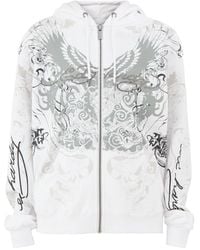Ed Hardy - Diamanté Venom Relaxed Zip-Through Hoodie - Lyst