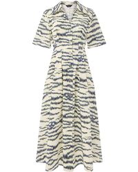 Whistles - Feathered Tiger Midi Dress, Wood/Metal - Lyst