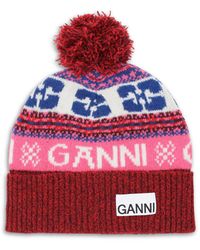 Ganni - Women's Graphic Wool Beanie - Lyst