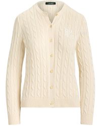 Ralph Lauren - Ralhan Crew Neck Cardigan Cream - Lyst