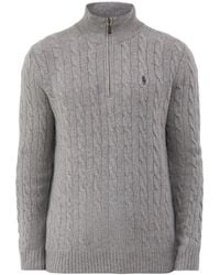 Polo Ralph Lauren - Wool & Cashmere Blend Cable Knit Quarter-Zip Jumper - Lyst