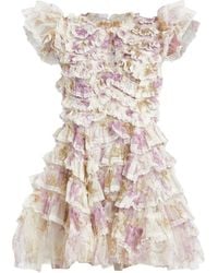 Needle & Thread - Women's Wisteria Ruffle Lace Micro Mini Dress - Lyst