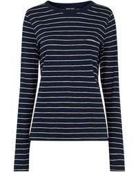 Whistles - Stripe Crew Neck Pocket Top, Cotton - Lyst
