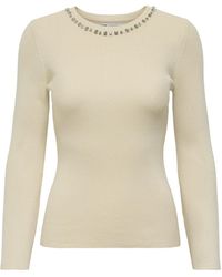ONLY - Natascha Bling Crew Neck Jumper Cream - Lyst
