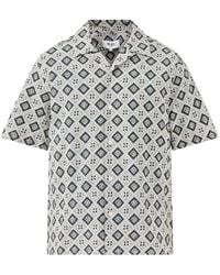 Wax London - Didcot Short Sleeve Tile Print Shirt Ecru - Lyst