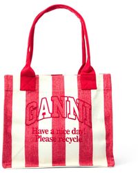 Ganni - Women's Large Easy Shopper Stripe Tote Bag - Lyst