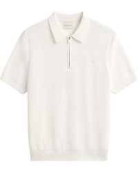 GANT - Rib Half Zip Polo Shirt - Lyst