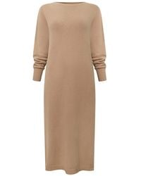 James Lakeland - Knitted Midi Dress Taupe - Lyst