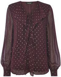 Whistles - Metallic Dobby Frill Blouse, Chiffon - Lyst