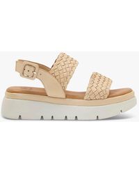 Dune - Lorris Woven-Strap Flatform Leather Sandals - Lyst