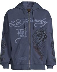 Ed Hardy - Men's Double Venom Zip Through Hoodie - Lyst