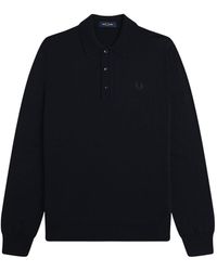 Fred Perry - Classic Knitted Long Sleeve Polo Shirt - Lyst
