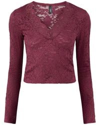 ONLY - Lace Long Sleeve Top - Lyst