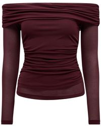 Forever New - Kaia Ruched Mesh Bardot Neck Top - Lyst