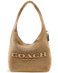 COACH - Brooklyn 39 Refined Weave Straw Shoulder Bag Natural - Lyst