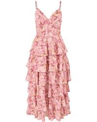 Pretty Lavish - Lissy Ruffle Midaxi Dress Berry - Lyst