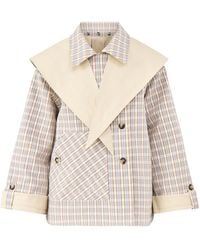 Damson Madder - Jerry Reversible Cropped Trench Coat Ginger Check - Lyst