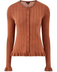 Nobody's Child - Rib & Ruffle Sheer Knit Cardigan - Lyst