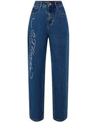 Ed Hardy - Crystal Roar Diamante Relaxed Denim Trousers Jeans - Lyst