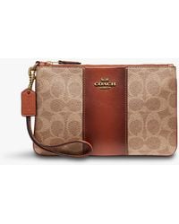 COACH - Ladies Tan Leather Coated Canvas Pouch - Lyst