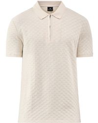 Paul Smith - Textured Zip Knitted Polo Shirt Cream - Lyst