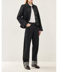 SELECTED - Straight Lyra-Bora Mid-Waist Fold-Up Jeans - Lyst