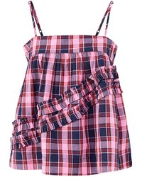 Damson Madder - Nyra Ruffle Checked Cami Top - Lyst