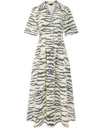 Whistles - Feathered Tiger Midi Dress, Wood/Metal - Lyst
