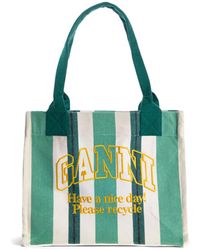 Ganni - Women's Stripe Large Easy Shopper Tote - Lyst