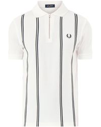 Fred Perry - Vertical Stripe Zip Polo Shirt - Lyst