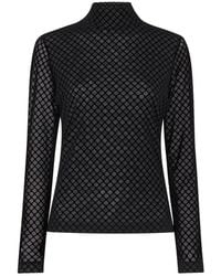 Whistles - Checked Flocked Mesh Top - Lyst