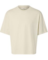 SELECTED - Boxy Fit T-Shirt Cream - Lyst