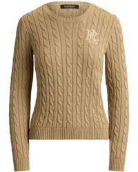 Ralph Lauren - Cable Knit Button Shoulder Jumper - Lyst