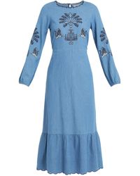Never Fully Dressed - Women's Dreaming In The Clouds Denim Dress - Lyst
