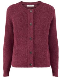 SELECTED - Lulu Knit Short Cardigan Burgundy - Lyst