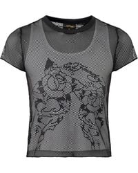 Ed Hardy - Double Layer Climbing Rose Mesh T-Shirt - Lyst