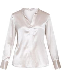 Peserico - Women's Silk Satin Mandarin Collar Shirt - Lyst