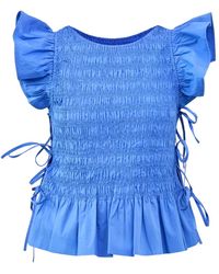 Ganni - Angel Sleeve Smocked Top - Lyst