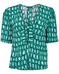 Whistles - Women's Linked Smudge Tie Front Top - Lyst