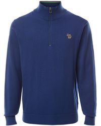 Paul Smith - Quarter Zip Zebra Badge Knit Sweatshirt - Lyst