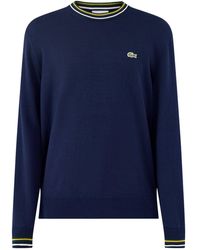 Lacoste - Tipped Crew Neck Knit Sweatshirt - Lyst