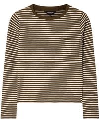 Whistles - Stripe Crew Neck Pocket Top, Cotton - Lyst