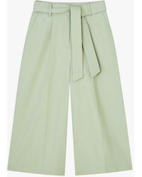 LK Bennett - Women's Lena Mint Cotton Wide Leg Cropped Trousers - Lyst