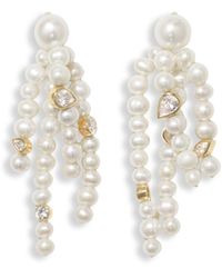 Completedworks - Women's Earrings With Cz And Fresh Water Pearls - Lyst