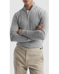Reiss - Blackhall Merino Wool Zip Neck Jumper - Lyst
